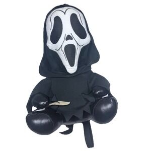 Ghost Face Scream Plush Backpack Black Horror Halloween Bioworld Adjustable
